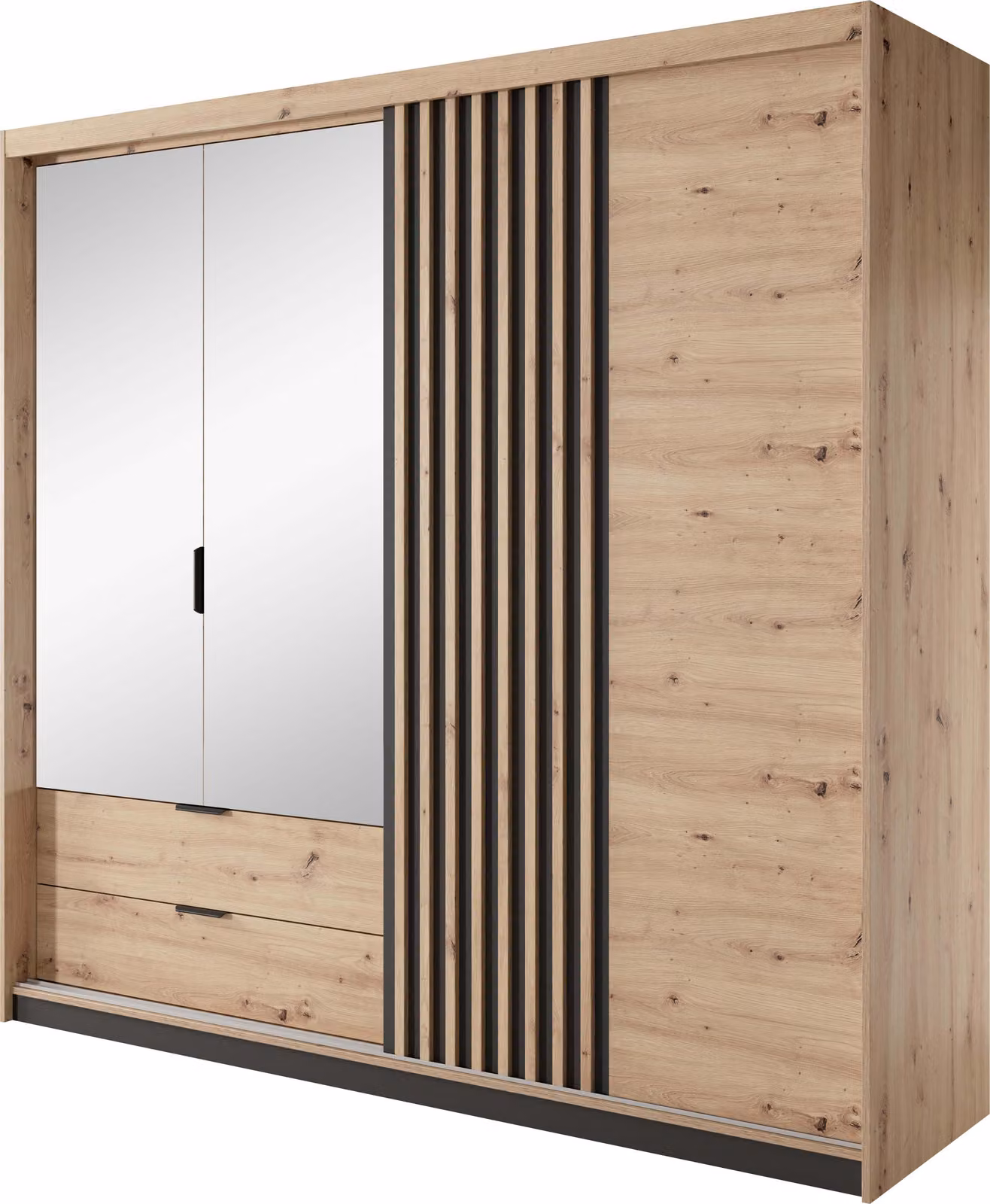 FURNLUX Armadio Tally Beige e Nero 220cm / Colore principale: Beige / Dimensioni: 220 x 211 x 60 cm
