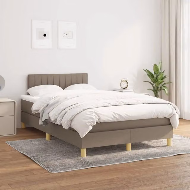 Letto Ibrido con Giroletto a Molle e Materasso vidaXL in Tessuto Beige e Bianco L/P: 120 x 200 cm – 1