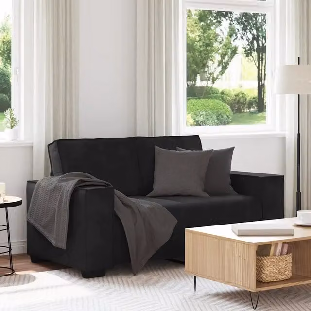 Divano a 2 Posti-Sofa 2 Posti Nero 120 cm in Velluto 313676