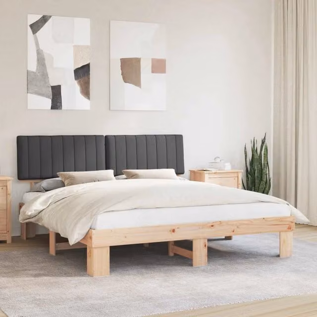 Letto con Testiera Rivestita-Struttura Letto con Testiera Grigio scuro 180 x 200 cm 449775