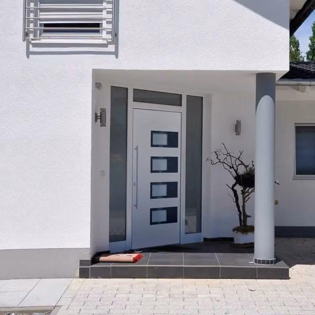 Porta d'ingresso moderna vidaXL in alluminio e plastica bianca con inserto in vetro L: 100 cm, H: 210 cm – 1