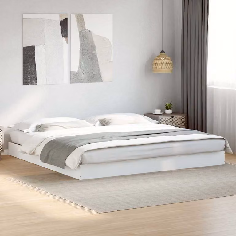 vidaXL Giroletto in legno multistrato bianco con doghe fisse L: 180 cm, P: 200 cm, H: 183 cm