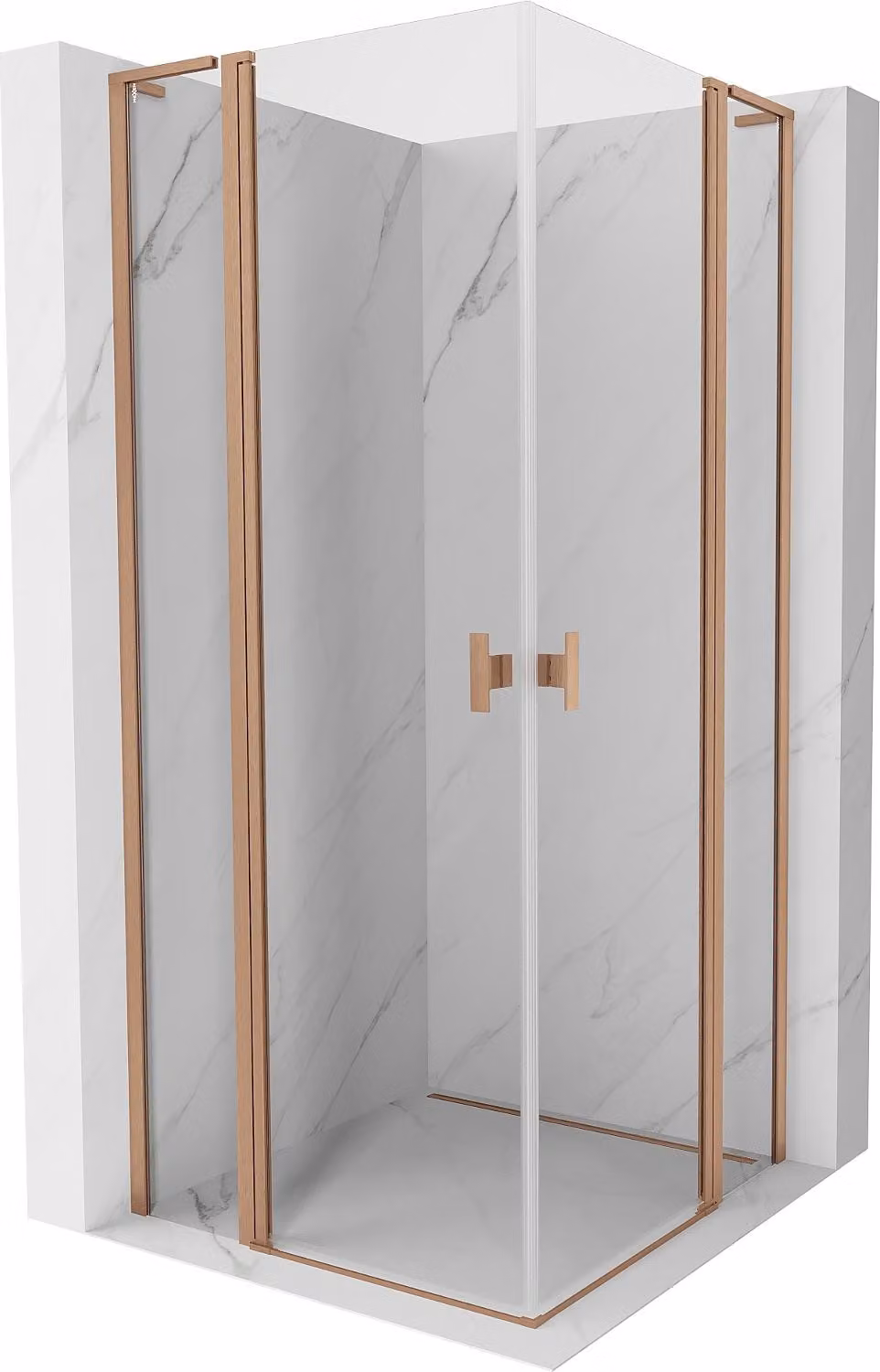 Mexen Mist L Duo cabina doccia a battente 115 x 115 cm, trasparente, rame spazzolato - 8A4L-115-115-65-00