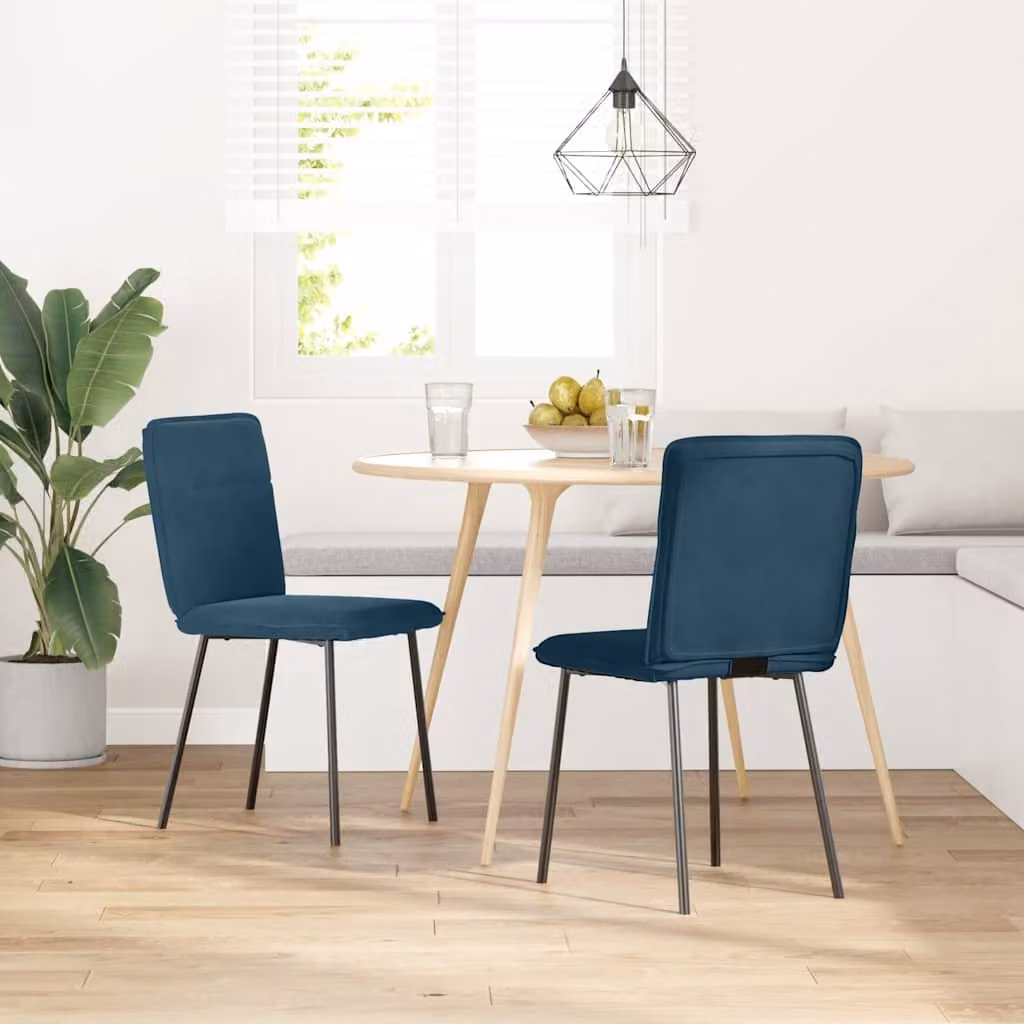 vidaXL Sedie da Pranzo 2 pz Blu in Velluto