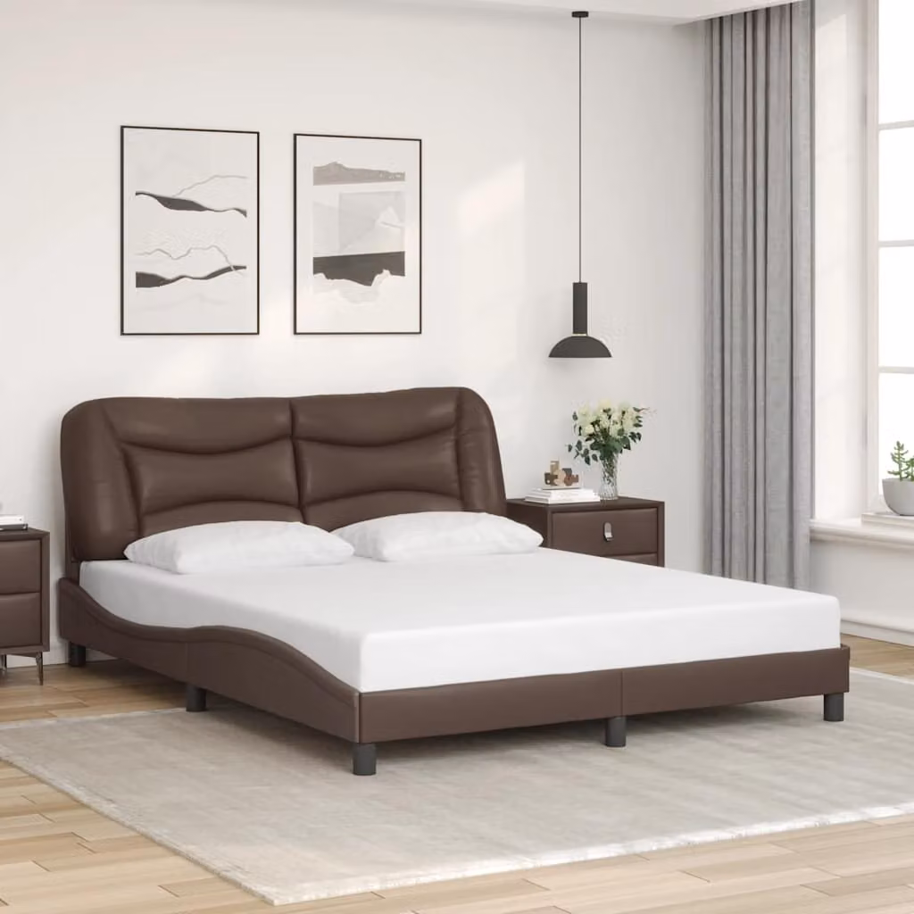 Giroletto senza materasso Hvar vidaXL in similpelle marrone L 160 x P 200 cm – 1