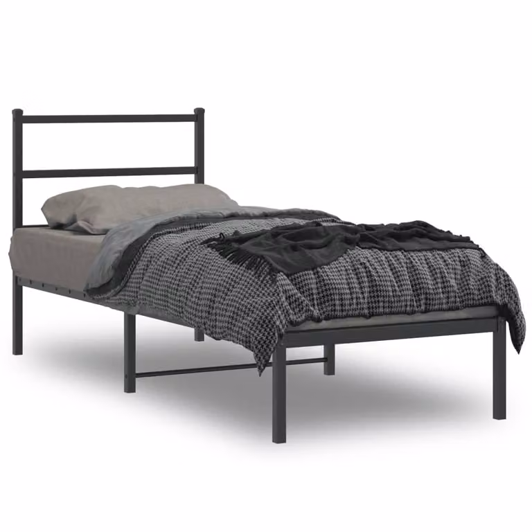 vidaXL Giroletto con Testiera in Metallo Nero L: 190 cm, P: 75 cm, H: 90 cm