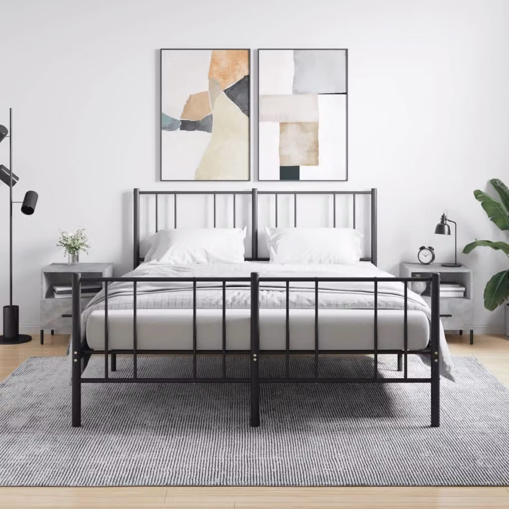 Set di 2 comodini vidaXL moderni in legno e metallo, colore grigio, L 40 cm x P 35 cm x H 47,5 cm