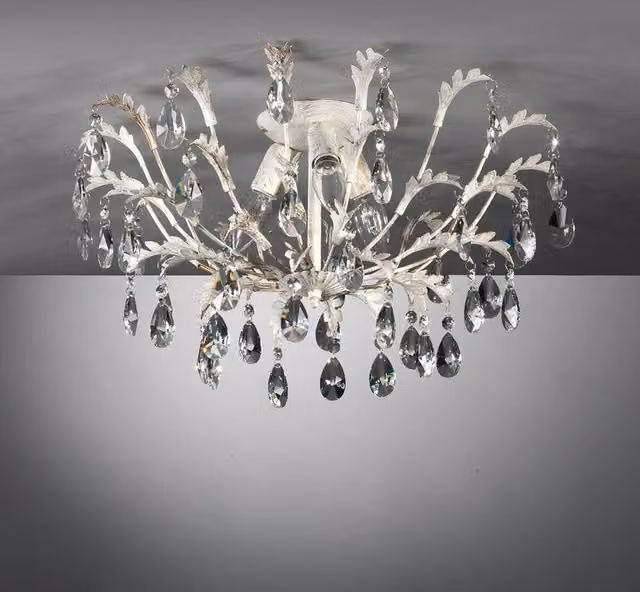 Plafoniera neoclassica Cesta in metallo bianco con 3 luci E14, Ø 55 cm, IP20