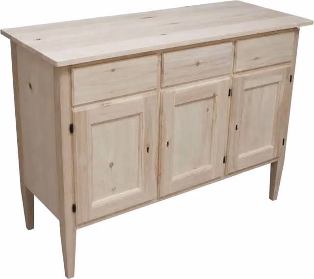Credenza Mobili 2G in legno di pioppo grezzo con 3 porte e 3 cassetti, L/P/H: 105 x 42 x 82 cm – 1