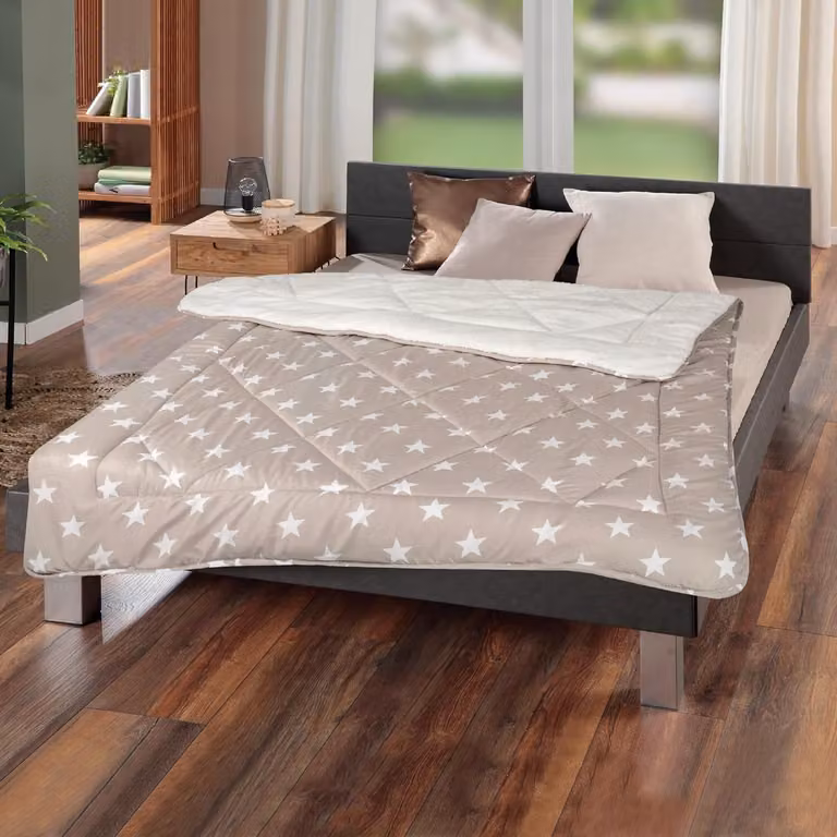 Piumino reversibile (tortora) 135x200cm - trapunta in pile Sherpa e microfibra - calda trapunta (1400g di imbottitura) - design reversibile - soffice coperta di coccole