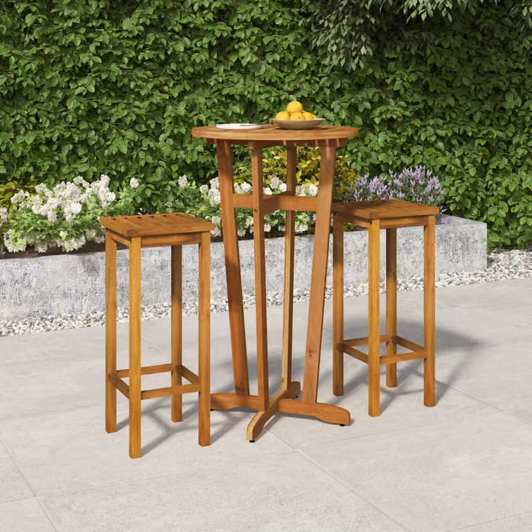 Set da bar da giardino vidaXL in legno di acacia marrone, 3 pezzi