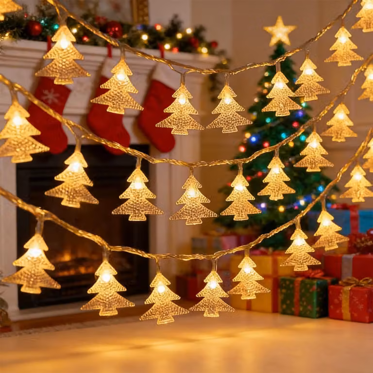 Catena luminosa da 4 metri, con 20 LED, alimentata a batteria, luce bianco caldo, 2 modalità
