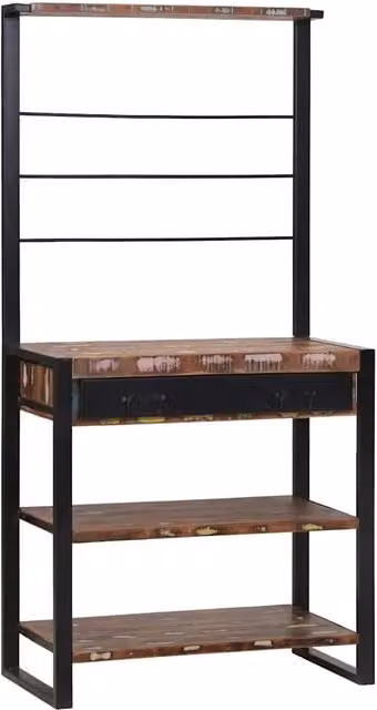 Scaffale da cucina vidaXL in legno e metallo stile rustico, Multicolore e nero, L: 80 cm, P: 40 cm, H: 160 cm – 1