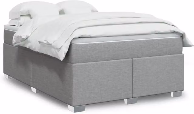 Letto Ibrido vidaXL con Giroletto a Molle e Materasso in Tessuto Grigio Chiaro e Bianco L/P/H: 140 x 200 cm