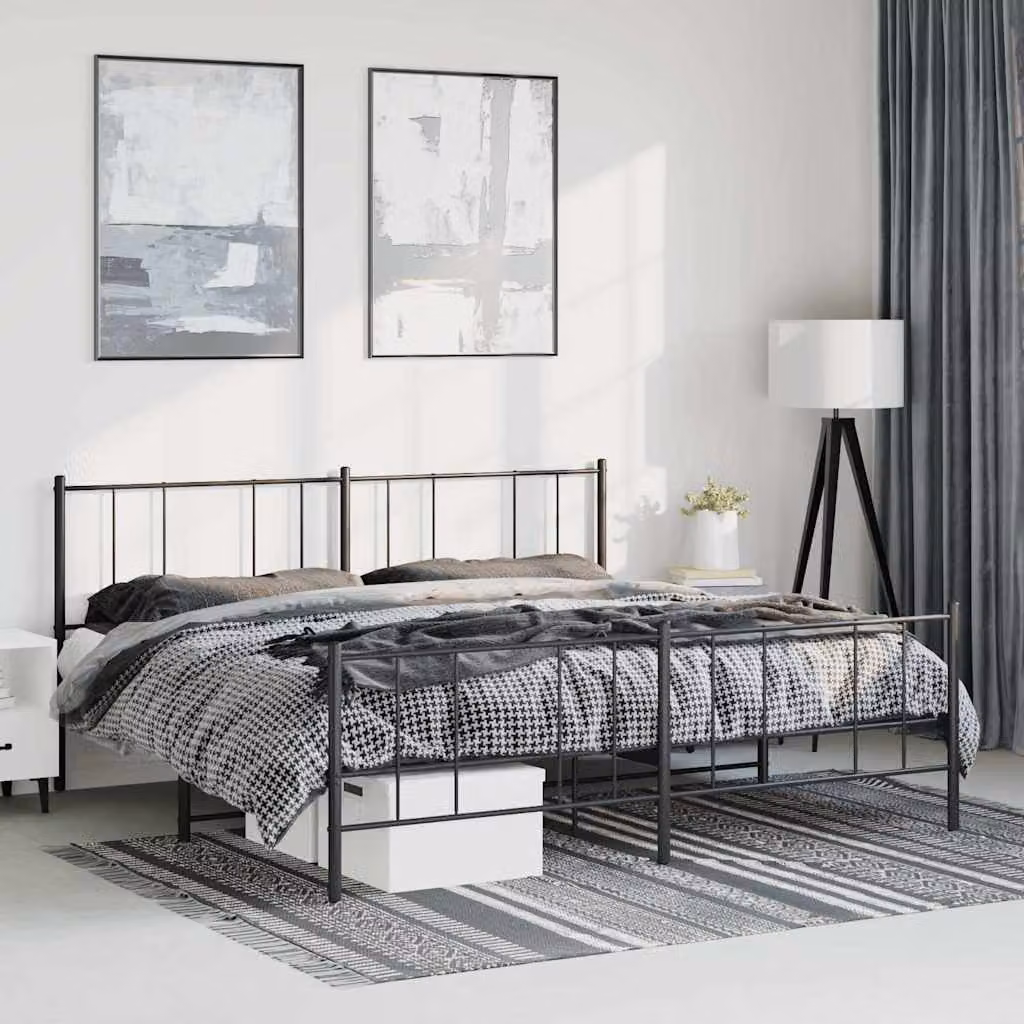 vidaXL Giroletto con Testiera e Pediera in Metallo Nero L: 187 cm, P: 90 cm, H: 219 cm