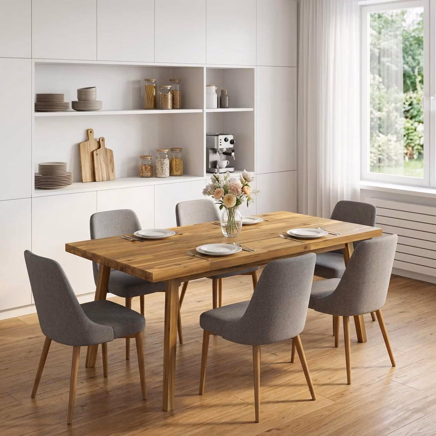 Piano del tavolo rettangolare in legno di acacia vidaXL, finitura opaca, L 130 x P 60 x H 3,2 cm