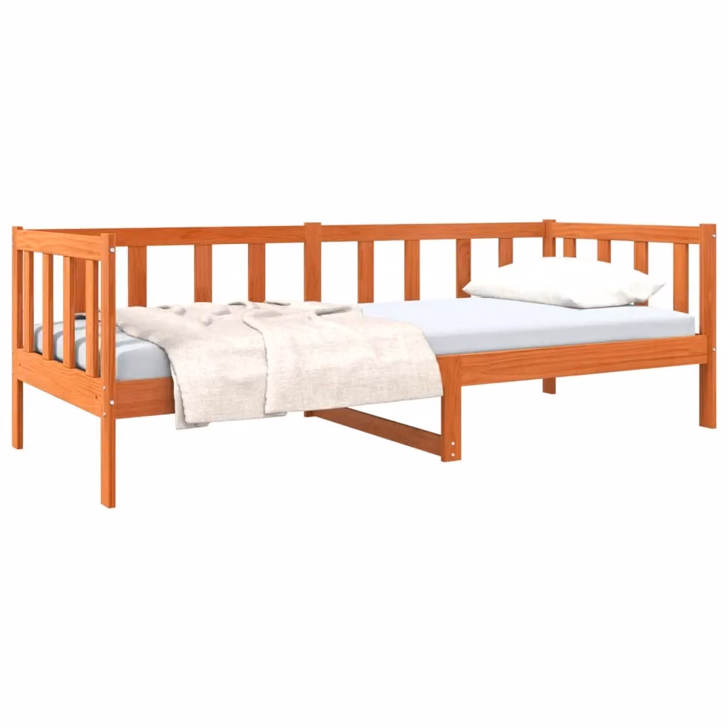 Struttura del letto in pino massello vidaXL, colore marrone cerato, L 200 cm x P 80 cm x H 66 cm – 2