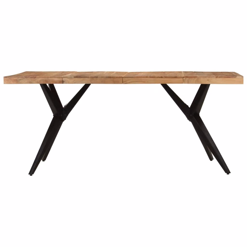 Tavolo da Pranzo Nero 180x90x77 cm in Legno Massello d'Acacia