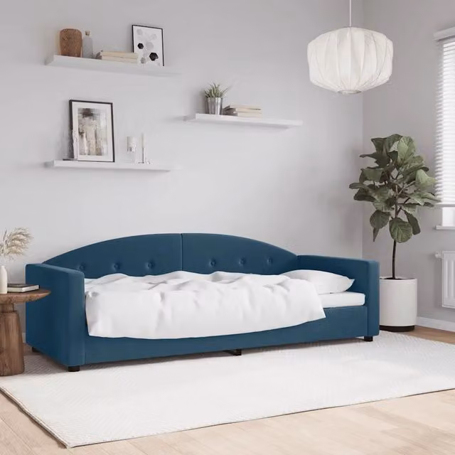Letto da giorno blu in velluto vidaXL L/P/H: 222 x 90 x 75 cm