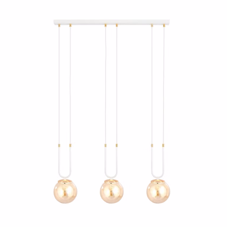 Lampadario Emibig 3xE14 40W GLAM 3 BIANCO/MIELE 1117/3