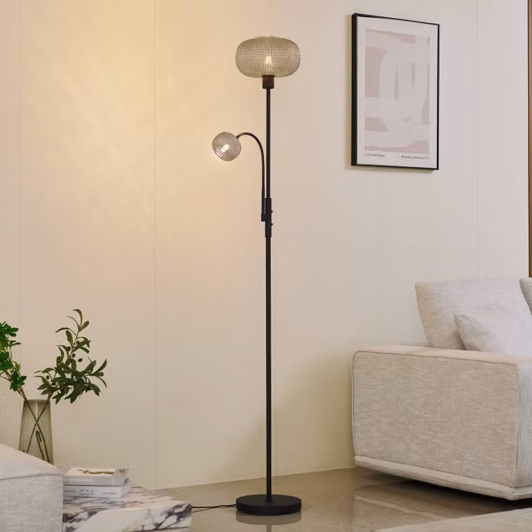 Lampada da terra Aliette Lindby, Nero, Soggiorno / Sala da pranzo, Metallo, Moderno, Lampada da terra