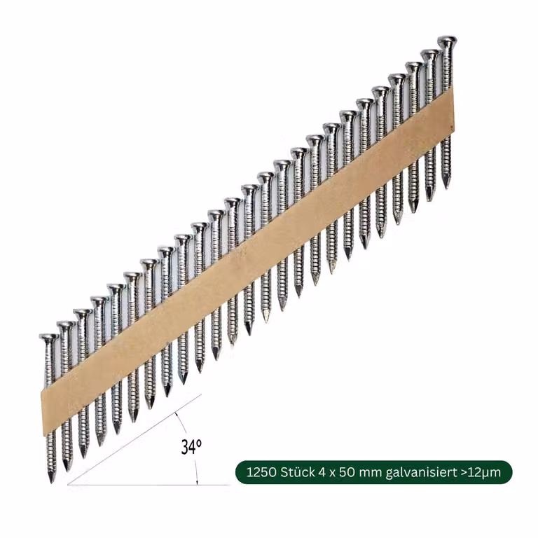Chiodi ad ancora 34° 1250 pezzi 50 mm scanalati zincati compatibili con Senco KMR BEA Tjep
