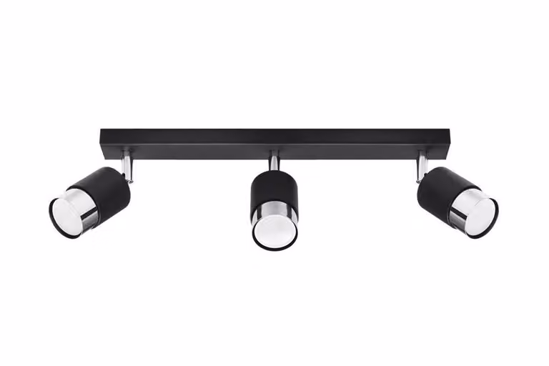 Lampada da soffitto NERO 3 nero/cromo 3xGU10 10W acciaio 18x5x45cm Sollux Lighting