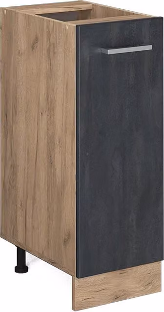 Armadio dispensa da cucina Vicco R-Line Calce nera e Rovere dorato con ante a battente e cassetti interni L: 30 cm, H: 81.6 cm, P: 46 cm