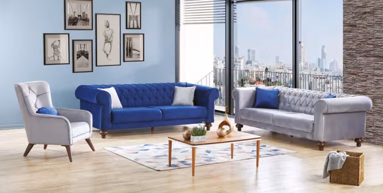 Sofagarnitur 3+3+1 Sitzer Sofa Sessel Sofas Garnitur Sitz Luxus Gruppe Set