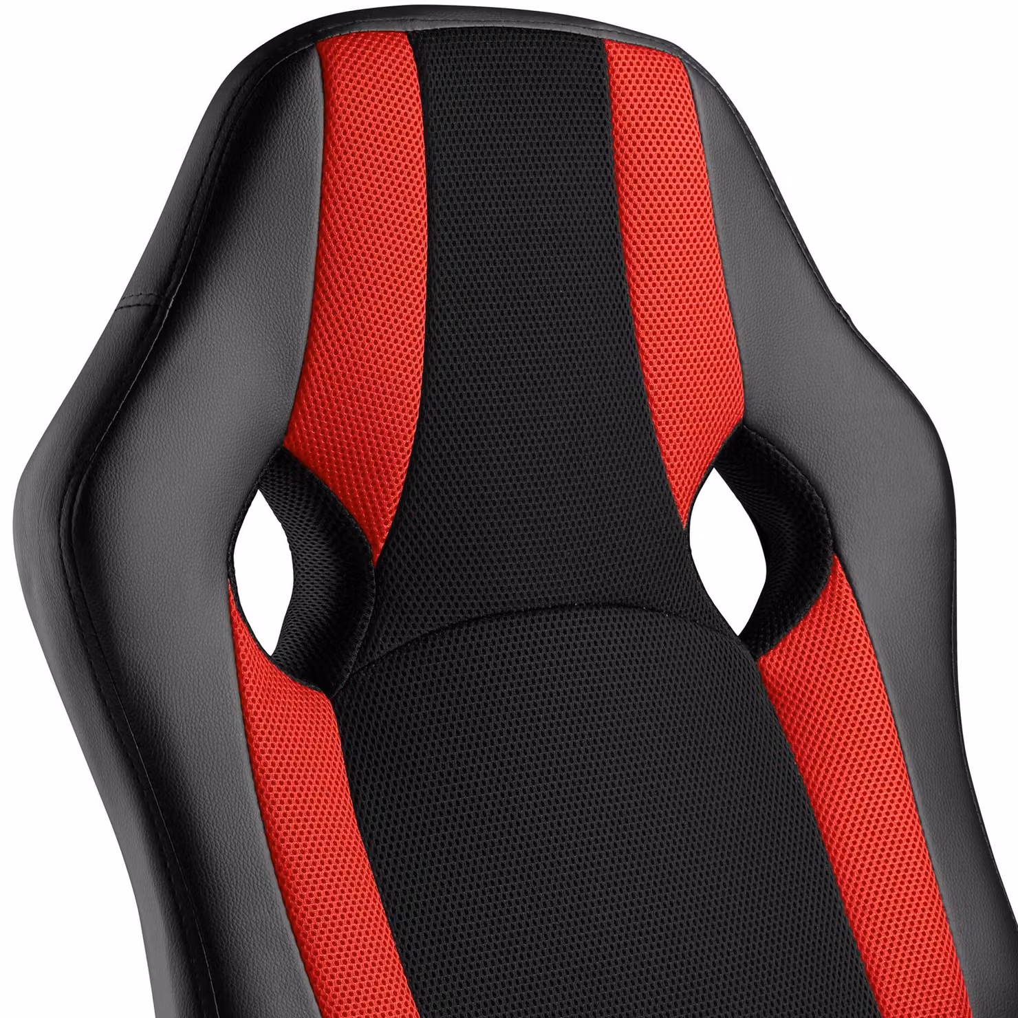 Sedia da gaming Tectake Goodman nero e rosso con seduta in ecopelle e tessuto, girevole a 360 gradi, L: 65 cm, P: 66 cm, H: 120 cm – 1