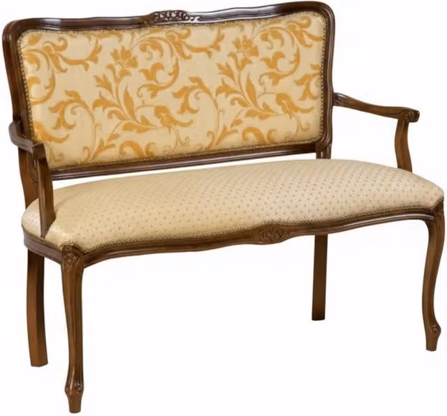 Divanetto imbottito in legno di faggio intagliato con decorazioni floreali Mobili 2G L/P/H: 111 x 50 x 84 cm