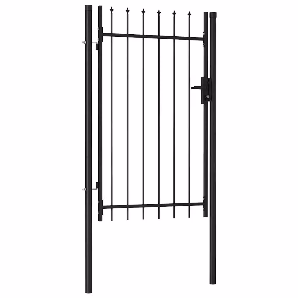 Cancello per recinzione vidaXL porta singola con punta in acciaio Nero L: 1 m, H: 1,5 m – 2
