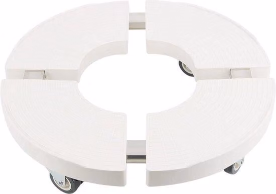 Attrezzo da giardino con diametro 40-50 cm, portata 150 kg - Carrello per fiori con ruote - Carrello rotondo - Per accessori da giardino - Carrello per vasi - Colore bianco