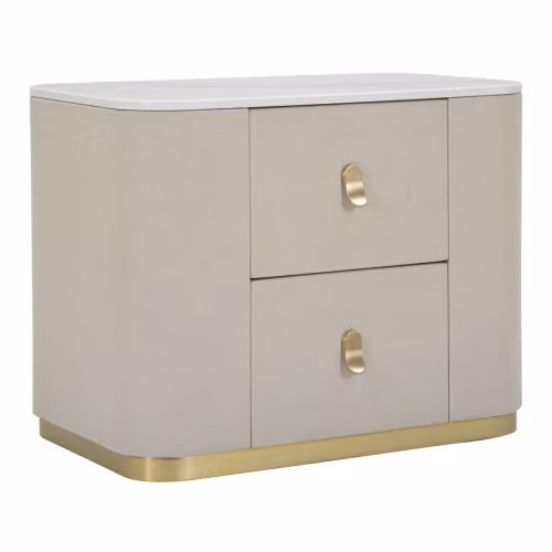 Elegante Comodino BEAUTY in tessuto bianco a 2 cassetti