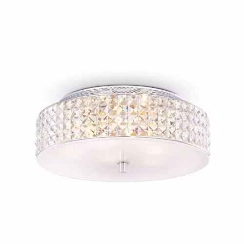 Plafoniera Contemporanea Roma Metallo-Cristallo Cromo 6 Luci 3W 3000K Luce Calda