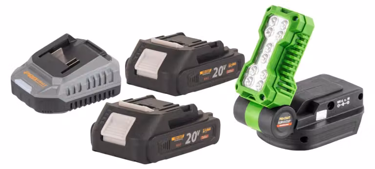 Procraft LL20bb Faretto LED a batteria 20 V 500 lm + 2x batteria 2,0 Ah + caricabatteria