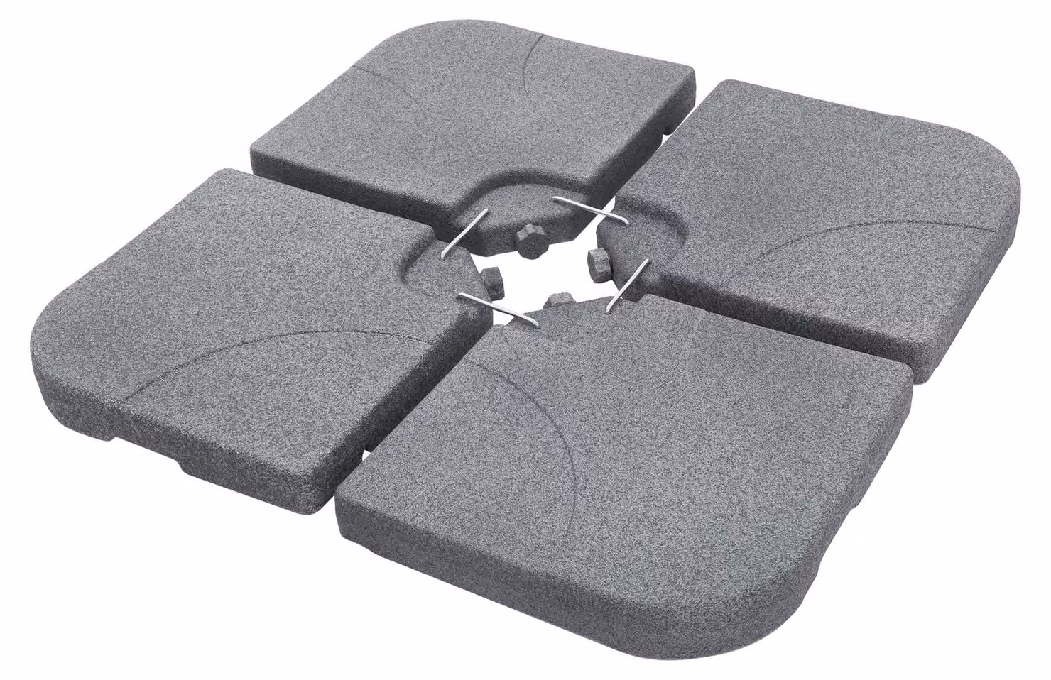 Supporto per ombrellone ML-Design a 4 elementi, grigio, con zavorra, piastre di zavorramento per supporto a croce da 60 litri/80 kg, riempibile con acqua/sabbia