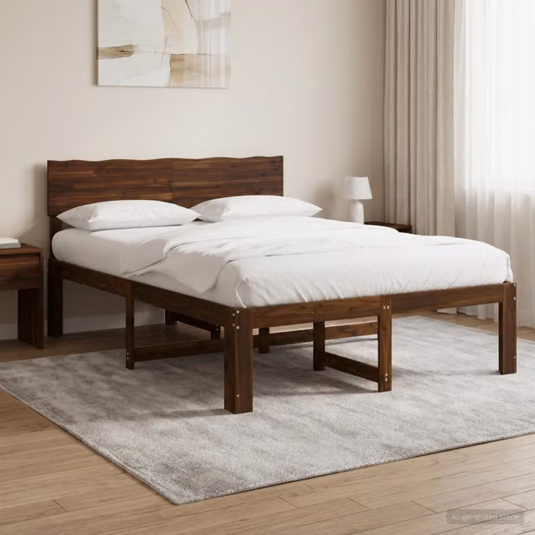 vidaXL Letto matrimoniale ROSTOCK in legno di acacia marrone con testiera L 140 x P 190 x H 91 cm