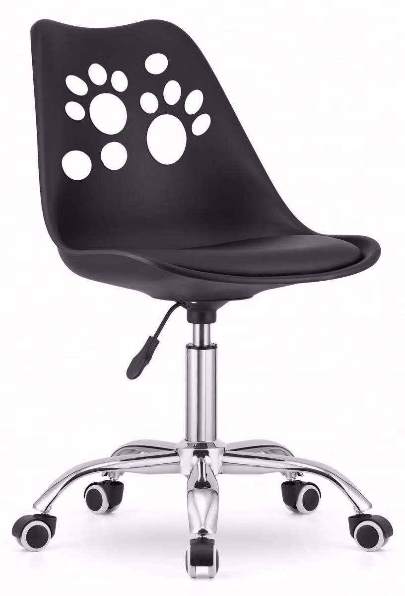 Sedia girevole PRINT nera con cuscino in ecopelle