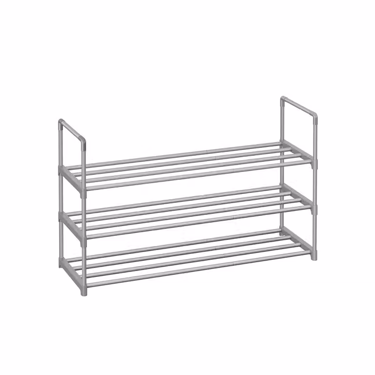 Scarpiera a 3 Ripiani 30 x 92 x 55 cm Nero, Grigio