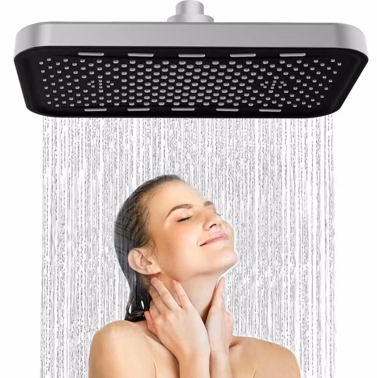 Doccia Regendusche, diametro 36 cm, argento, regolabile a 360°, autopulente, in ABS cromato