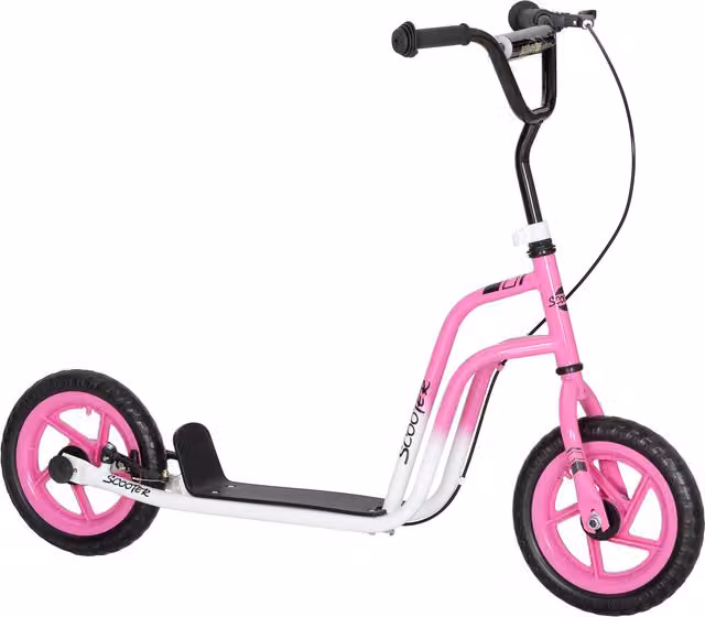 Monopattino per bambini AIYAPLAY con manubrio regolabile e freno a mano, grandi ruote e supporto per parcheggio, rosa – 1