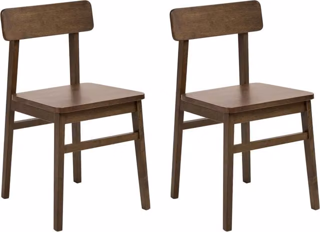 Set di 2 sedie da pranzo BELIANI in legno di gomma marrone scuro con finitura laccata in stile classico per cucina e sala da pranzo