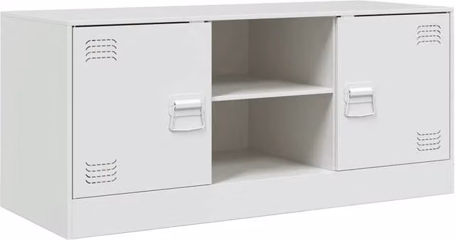Mobile TV multimediale mensola TV credenza TV sala da pranzo soggiorno camera da letto 99 x 39 x 44 cm acciaio bianco 02_0026366
