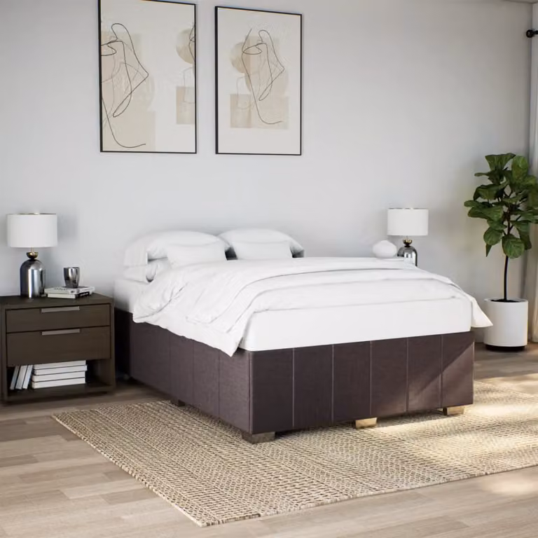 vidaXL Giroletto senza Materasso in Tessuto Marrone Scuro L 160 cm x P 200 cm