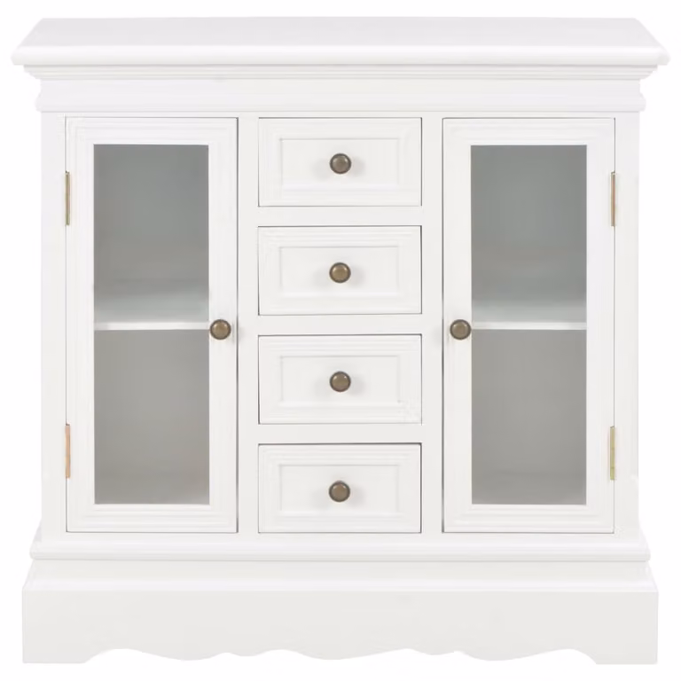 Credenza Bianca 70x28x70 cm in Legno Massello di Pino