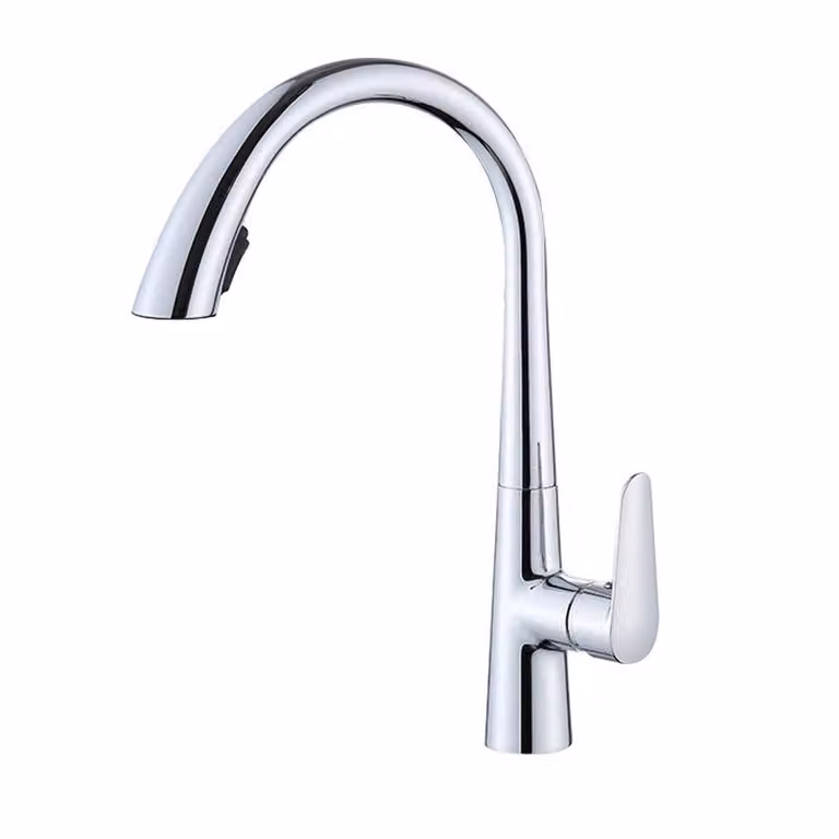 Rubinetto da cucina in acciaio inossidabile 304, miscelatore estraibile, orientabile a 360°, due tipi di getto con la semplice pressione di un pulsante, finitura spazzolata, argento