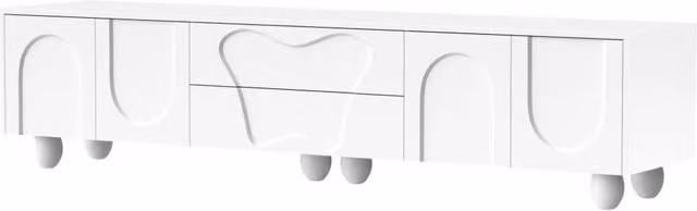 Mobile TV bianco 180 cm con gambe in legno naturale - design minimalista con ampio spazio contenitivo
