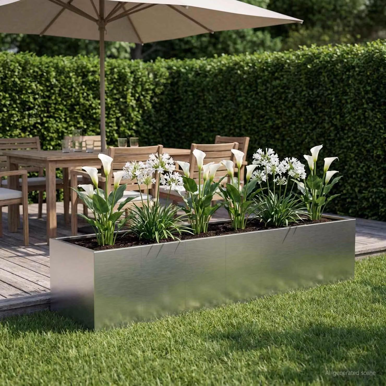 Vaso da giardino vidaXL in acciaio inox color argento L: 280 cm, P: 80 cm, H: 60 cm