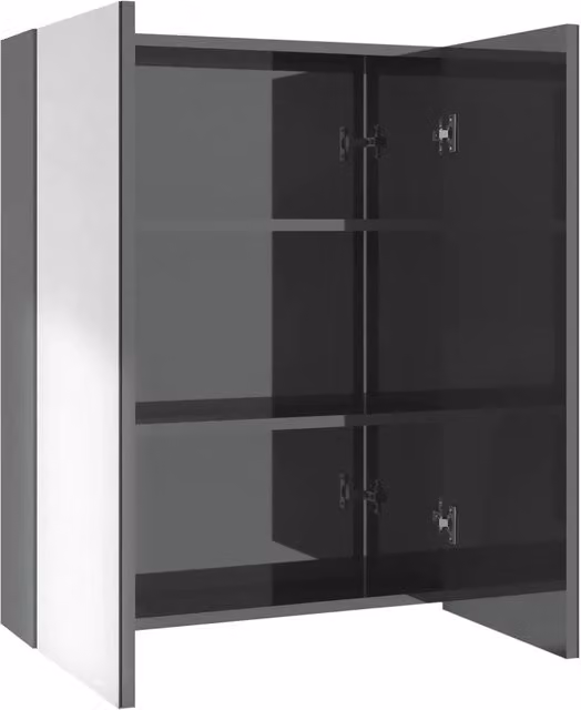 Armadietto a specchio da parete contemporaneo 60 x 15 x 75 cm con 3 scomparti in MDF grigio lucido 02_0046792